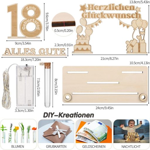 Jostift Fa Vendégkönyv 18. Születésnap LED Fényekkel - Pénzajándék Dekoráció