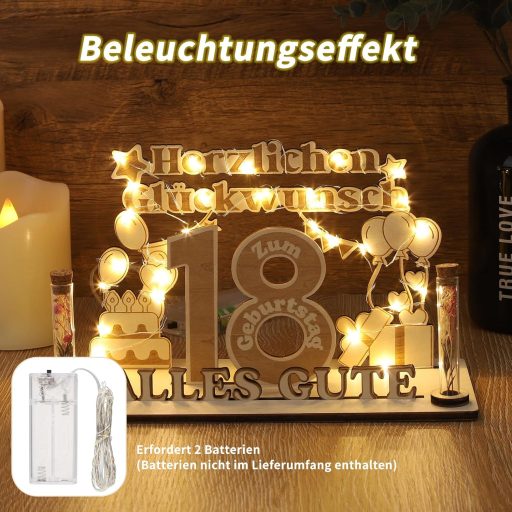 Jostift Fa Vendégkönyv 18. Születésnap LED Fényekkel - Pénzajándék Dekoráció