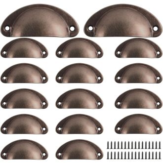   Yibaijia Vintage bronzová úchytka na skrinku – Retro zásuvková rukoväť červená 16 ks