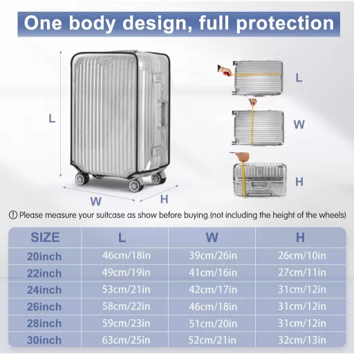 Aomiduo 2 buc. Huse de protecție transparente pentru valiză, 30 inch, impermeabile, rezistente la praf