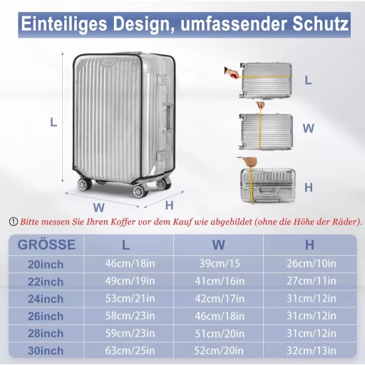 Aomiduo 2 buc Husă de protecție transparentă pentru valiză 26", impermeabilă, rezistentă la praf, PVC