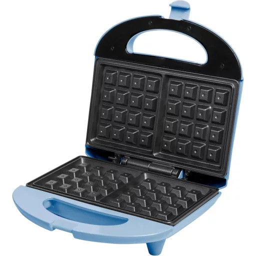 Bestron Brussels Retro Gofrisütő 2 Adag Belga Gofrihoz, Tapadásmentes Bevonat, Kék