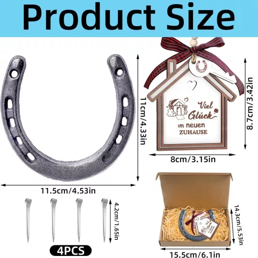 Set cadou decorativ Nuyoah, potcoavă norocoasă, pentru nuntă și casă nouă