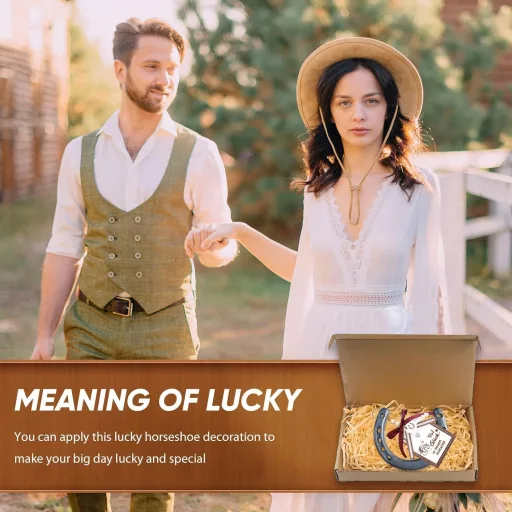 Set cadou decorativ Nuyoah, potcoavă norocoasă, pentru nuntă și casă nouă