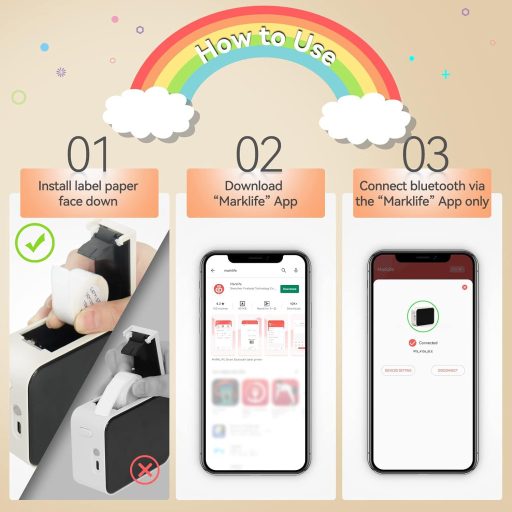 Imprimantă de etichete Bluetooth Pristar P15, autoadezive, aplicație iOS/Android, reîncărcabilă