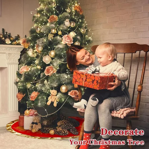 DAYIsjz Fustă Roșie de Crăciun pentru Brad, 90 cm - Covoraș Rotund din Flanel pentru Brad - Husă Decorativă pentru Baza Bradului - Decorațiuni Festive pentru Casă