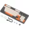 FREEWOLF K8 Bezdrôtová mechanická herná klávesnica RGB, Hot-Swap, Bluetooth/2.4GHz/USB-C, Sivá-Oranžová