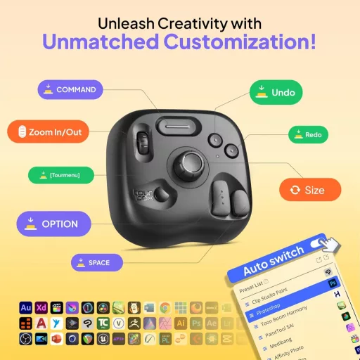 Programovateľný ovládač TourBox Lite na kreslenie, animáciu, úpravu fotografií a strih videa
