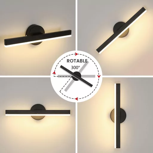 Riserva 12W LED fürdőszobai tükör lámpa, 300° forgatható fali lámpa 38cm