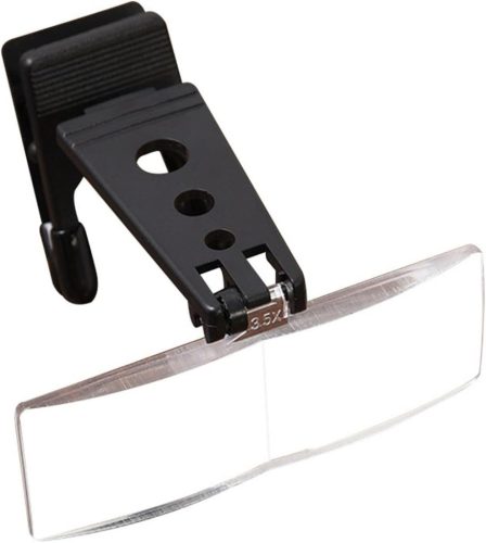 Ochelari cu lupă GCDN, cu clips - Lentilă acrilică transparentă pentru vârstnici, pentru citit, lucru de precizie - 8,5 cm