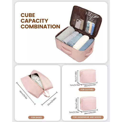 LOVEVOOK 40L Utazási Hátizsák Női Férfi Vízálló Laptop Hátizsák Repülőgép Fedélzeti Poggyász Rózsaszín