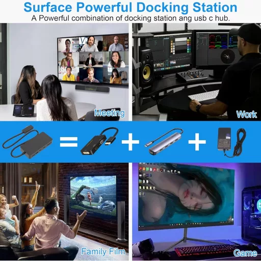 Microsoft Surface Dock 11-u-1 s 4K HDMI i VGA trostrukim zaslonom