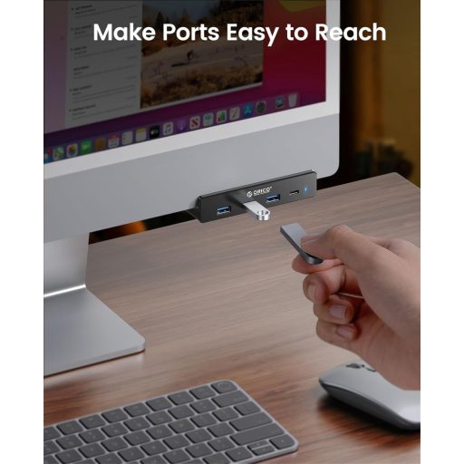 ORICO Aluminium USB 3.0 Hub 4 Port - 3x Type-A + 1x Type-C, 5 Gbps, 100cm Kábel