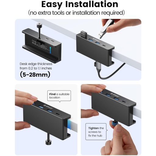 ORICO Aluminium USB 3.0 Hub 4 Port - 3x Type-A + 1x Type-C, 5 Gbps, 100cm Kábel