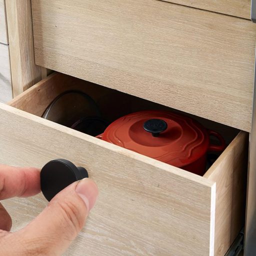 Yibaijia 6 darabos kerek szekrénygomb fekete réz fiók fogantyú rozsdamentes acél