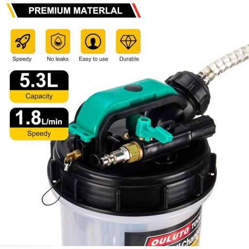 OULUTO 5.3L Kézi és Pneumatikus Olajszivattyú 6 Tömlővel Ellenőrzőszeleppel