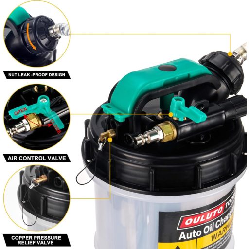 OULUTO 5.3L Kézi és Pneumatikus Olajszivattyú 6 Tömlővel Ellenőrzőszeleppel