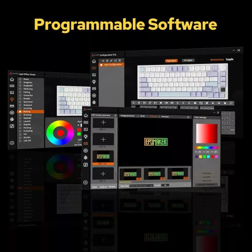 EPOMAKER Ajazz AK820 Pro Mechanikus Billentyűzet TFT Kijelzővel - Vezetékes/Bluetooth/Wireless RGB Háttérvilágítás, Hangtompító Hab, Win/Mac
