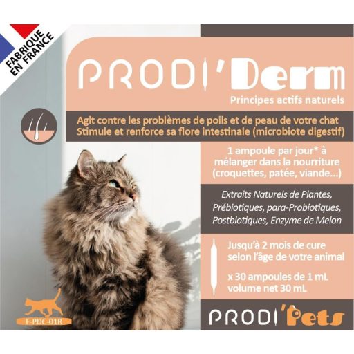 PRODIPETS Pisică Piele și Blană Îngrijire Supliment Alimentar 30 Fiole