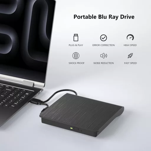 Yaeonku Külső Blu-ray Meghajtó USB 3.0 Type-C DVD Lejátszó Windows Mac
