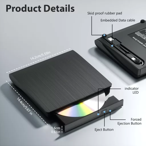 Externá Blu-ray mechanika Yaeonku USB 3.0 Type-C DVD prehrávač pre Windows a Mac