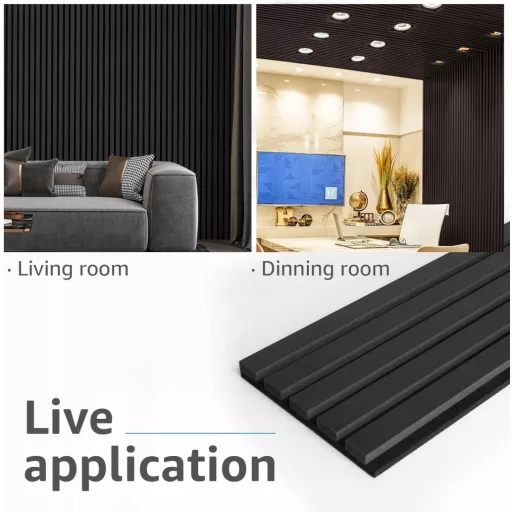 Art3d 4-dielna sada akustických panelov 272x20,3 cm s dizajnom čierneho dreva na odhlučnenie