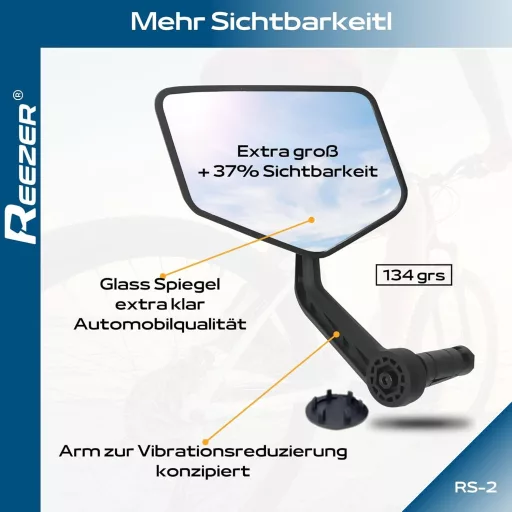 Reezer Kerékpár Visszapillantó Tükör Pár - 360° Állítható, Robusztus, 15-20mm Kormányvégre, Elektromos Kerékpárhoz és Rollerhez