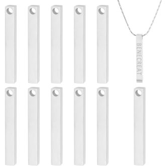   BENECREAT 12 komada pravokutnih privjesaka od nehrđajućeg čelika za graviranje, za izradu ogrlica, narukvica i pločica s imenom, 39,5 x 5 x 5 mm