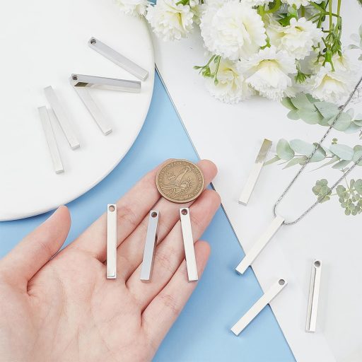 BENECREAT 12 komada pravokutnih privjesaka od nehrđajućeg čelika za graviranje, za izradu ogrlica, narukvica i pločica s imenom, 39,5 x 5 x 5 mm