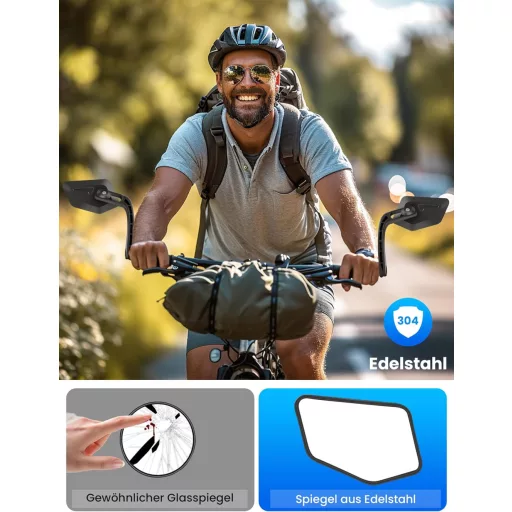 Oglindă pentru bicicletă electrică COICER, partea stângă, rotire 360°, retrovizoare cu mărire