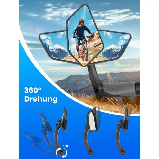 Oglindă pentru bicicletă electrică COICER, partea stângă, rotire 360°, retrovizoare cu mărire