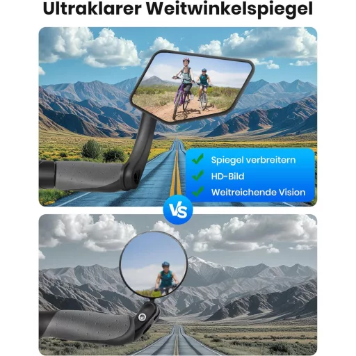 COICER Elektromos Kerékpár Tükör Bal Oldali 360° Forgó Nagyítós Visszapillantó