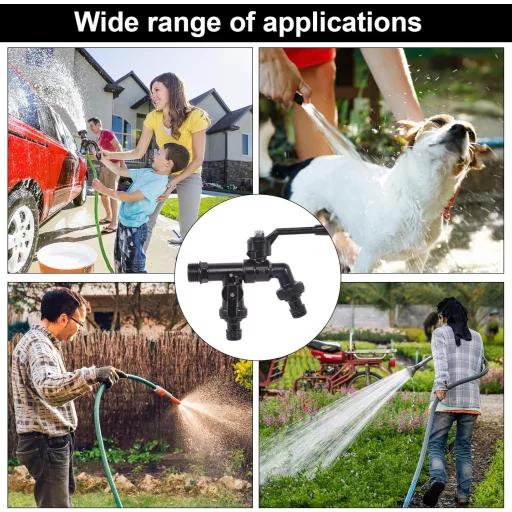 Robinet de grădină anti-îngheț FASBET 3/4" - Robinet exterior dublu din alamă, cu strat negru - Pentru mașină de spălat, container IBC, irigații