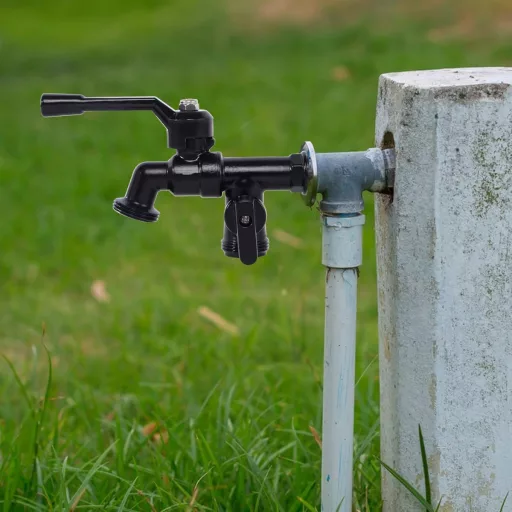 Robinet de grădină anti-îngheț FASBET 3/4" - Robinet exterior dublu din alamă, cu strat negru - Pentru mașină de spălat, container IBC, irigații