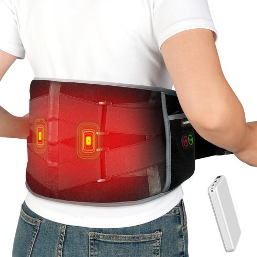Centură lombară încălzită fără fir Comfytemp cu masaj prin vibrații - 155x20 cm, 3 niveluri de încălzire, baterie de 5000 mAh, tensiune reglabilă, USB