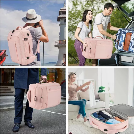 Cestovný batoh Lumesner 40L Rozšíriteľný Príručná batožina Pánska Dámska Veľká Cestovná taška so 4 Organizačnými kockami