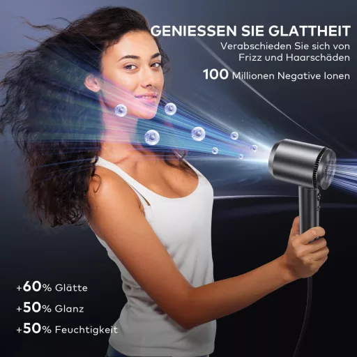 llano Ion Hajszárító Diffúzorral, Negatív Ionos Technológia, 19 m/s Légáramlás, Szürke