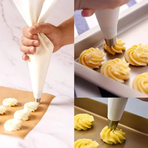 TAKUZA Professzionális Cukrász Szett 6 Részes Rozsdamentes Csatornázó Fúvóka Torta Sütemény Cupcake