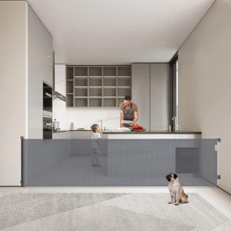   Muaket Biztonsági Kapu 0-300 cm Lépcsőhöz és Ajtóhoz Állítható Baba Kisállatnak Szürke