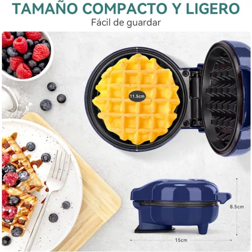 SNAILAR Mini Gofrisütő Kék Kompakt Wafflekészítő 550W Családi Ünnepekhez