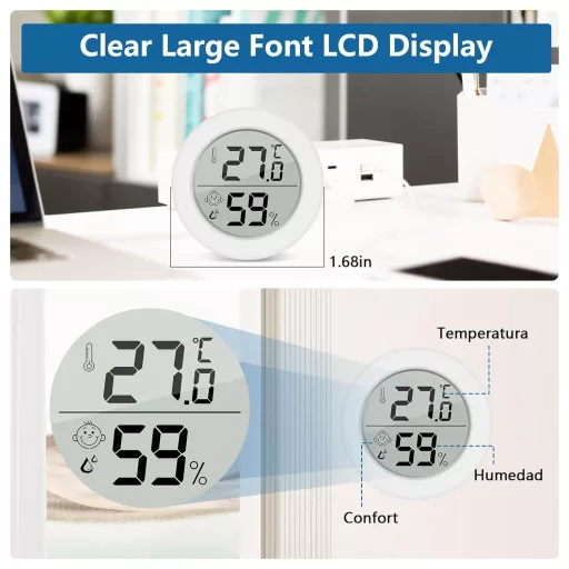 Wepai Mini digitálny teplomer a vlhkomer s LCD displejom - Interiérový teplomer do detskej izby, kancelárie, obývačky - 3 ks v balení