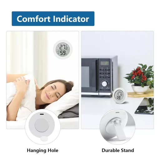 Wepai Mini digitálny teplomer a vlhkomer s LCD displejom - Interiérový teplomer do detskej izby, kancelárie, obývačky - 3 ks v balení