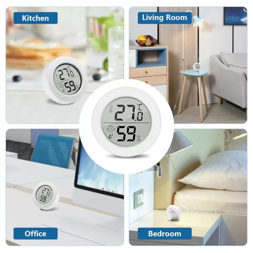 Wepai Mini digitálny teplomer a vlhkomer s LCD displejom - Interiérový teplomer do detskej izby, kancelárie, obývačky - 3 ks v balení