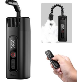   ULANZI FM01 Mini Ködgép - 40W Hordozható Füstgép 10m Távirányítóval, Akkumulátoros Ködösítő Fotózáshoz, Videózáshoz, Esküvőre, Partikra