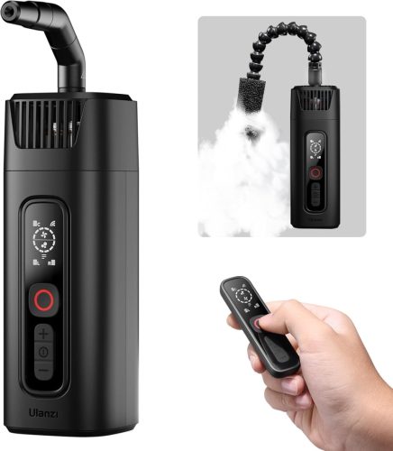 ULANZI FM01 Mini Ködgép - 40W Hordozható Füstgép 10m Távirányítóval, Akkumulátoros Ködösítő Fotózáshoz, Videózáshoz, Esküvőre, Partikra