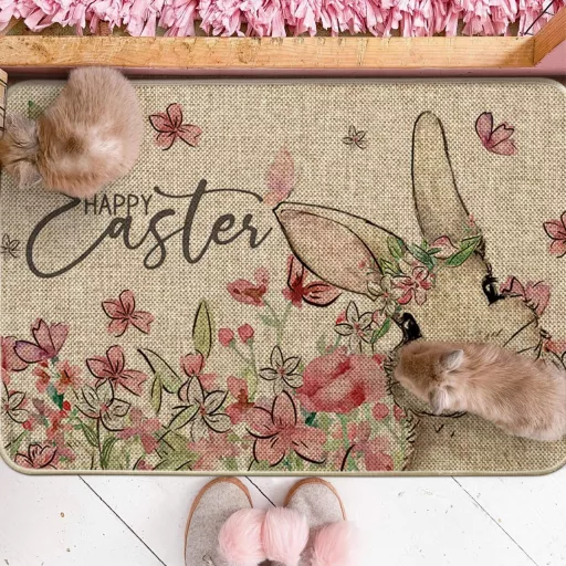Artoid Mode Húsvéti Nyuszi Virág Lábtörlő 40x60 cm Beltéri Kültéri