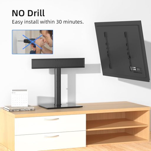 Suptek TS203 univerzális TV állvány 37-65 colos tévéhez, állítható magasság, üveg alap