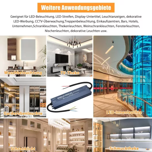HNCY LED Tápegység 24V 200W IP67 Vízálló Transzformátor MR16 G4