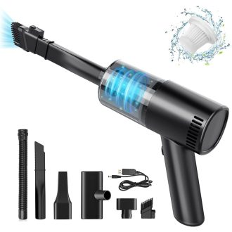   WHJC Akkumulátoros Kézi Porszívó 9000Pa - USB Tölthető Mini Porszívó 4000mAh - Nedves és Száraz Takarításra, Autóba, Otthonra, Állatszőrre (