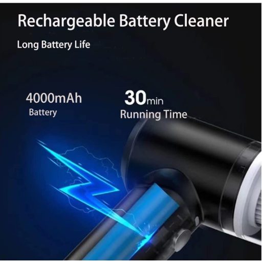 WHJC Akkumulátoros Kézi Porszívó 9000Pa - USB Tölthető Mini Porszívó 4000mAh - Nedves és Száraz Takarításra, Autóba, Otthonra, Állatszőrre (